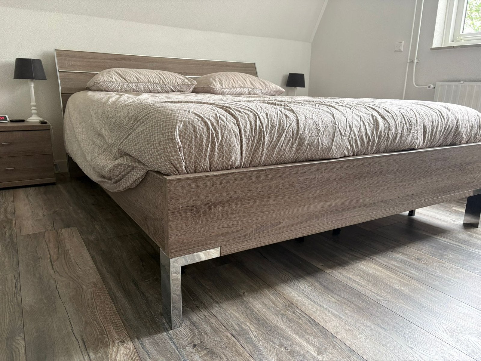 Te koop 160x200 bed incl elektrischebodems 42 lats draadloos, Ophalen, Tweepersoons, Zo goed als nieuw, 160 cm