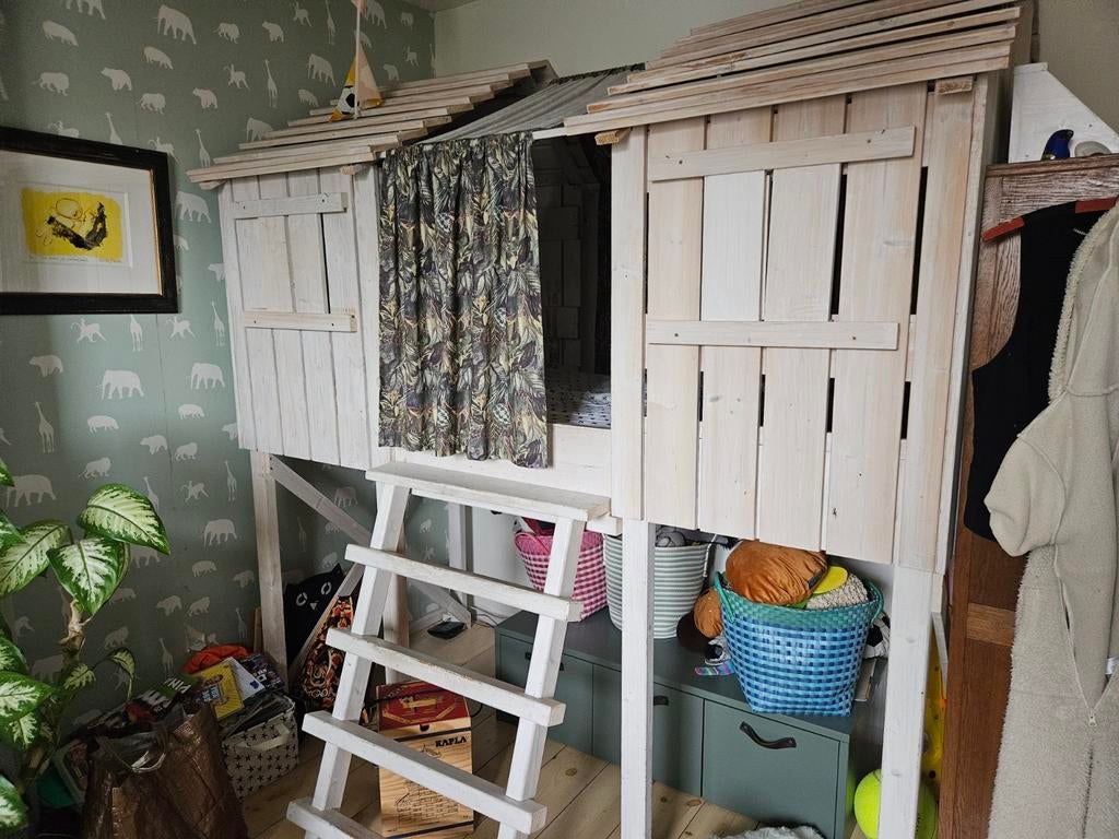 Hoogslaper Kidsfactory Boomhut 90x200 met lattenbodem, Ophalen