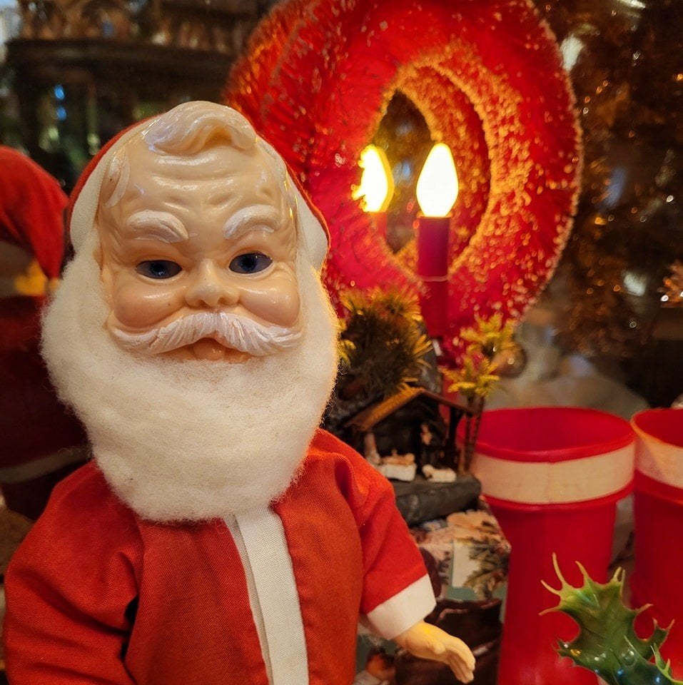 Oude zacht celluloid Kerst mannetje