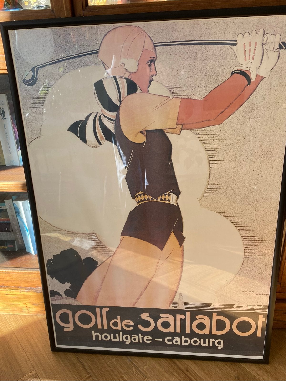 Vintage Golf de Sarlabot poster - Houlgate-Cabourg, Met lijst, Deurposter of groter, Ophalen of Verzenden, Sport
