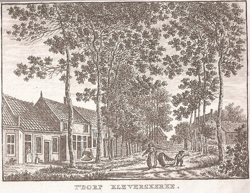 Zeeland T' Dorp Kleverskerke ca. 1790, Antiek en Kunst, Kunst | Etsen en Gravures, Origineel, Stadsgezicht, Ophalen of Verzenden