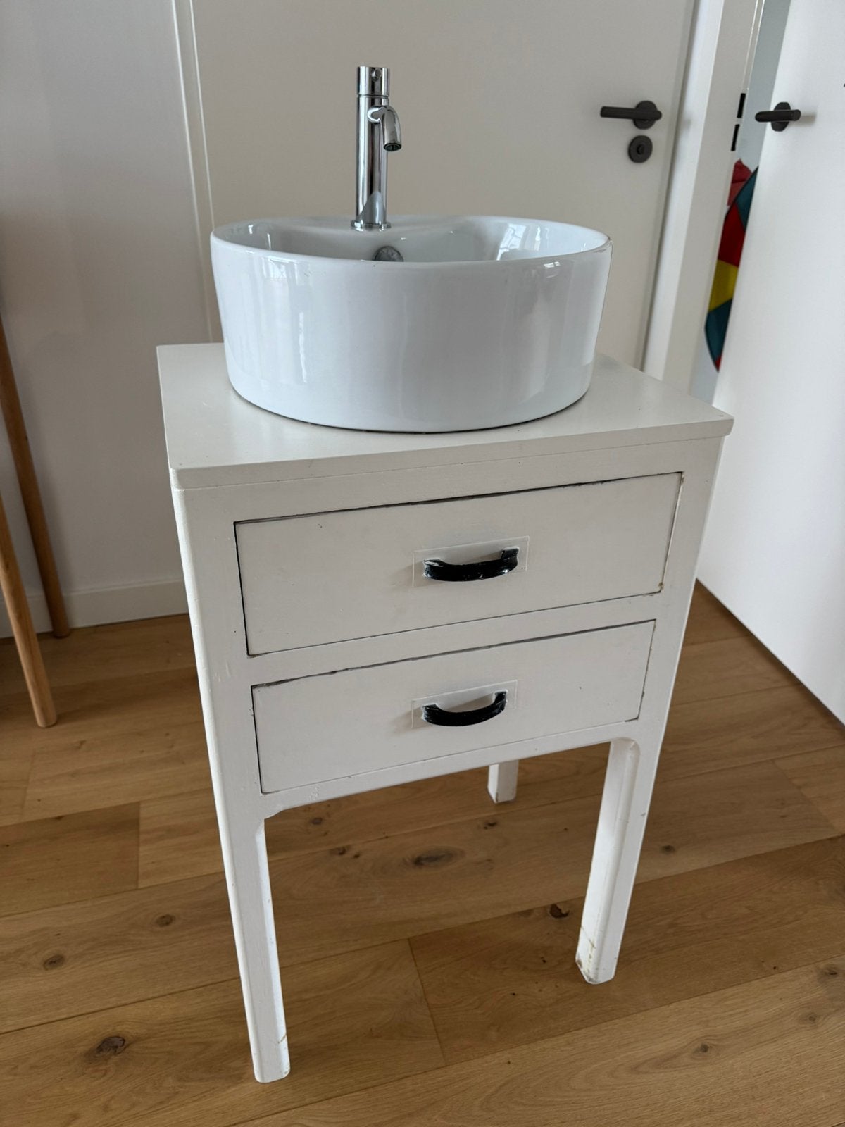 Oud vintage kastje met wastafel, Huis en Inrichting, Badkamer | Badkamermeubels, Ophalen, Gebruikt, 50 tot 100 cm, Minder dan 100 cm