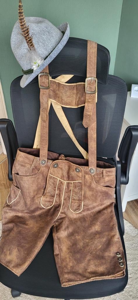 Lederhose met hoed - Oktoberfest / Carnaval, Ophalen, Maat 52/54 (L), Identic Man, Kleding