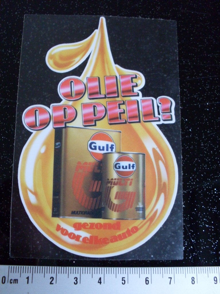 ruit sticker Gulf logo olie op peil!, Verzamelen, Verzenden, Zo goed als nieuw, Merk