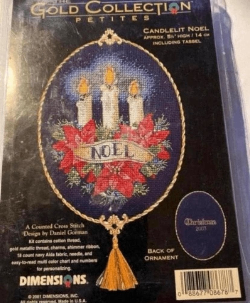 BORDUURPAKKET DIMENSIONS GOLD PETITES CANDLELIT NOEL, Hobby en Vrije tijd, Borduren en Borduurmachines, Verzenden, Nieuw, Handborduren