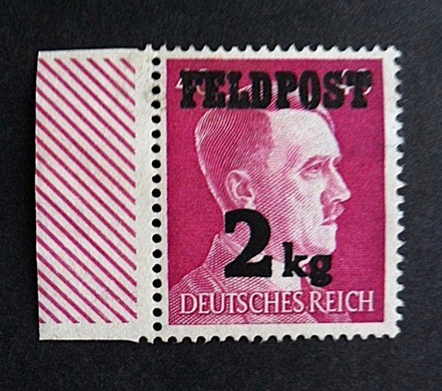 Reich WOII : postzegel Hitler FELDPOST 2KG 1944 met zijtab, Ophalen of Verzenden, Overige periodes