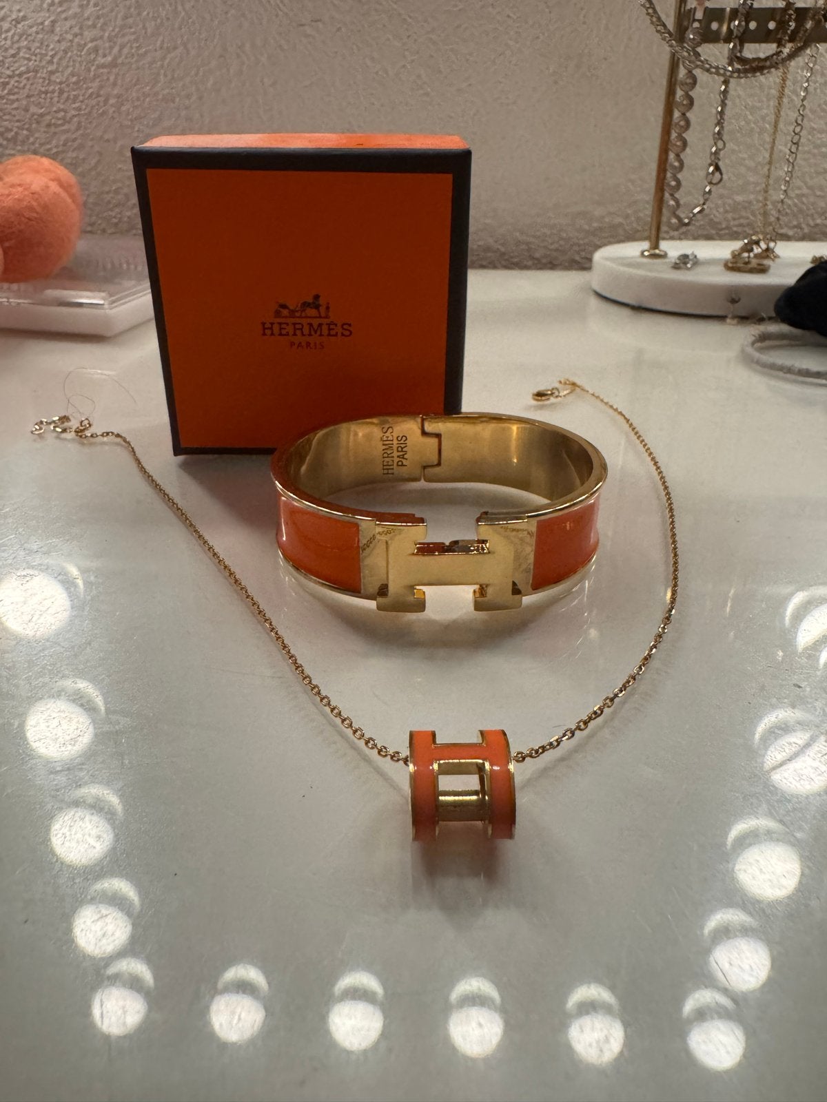 Hermes Clic H Armband en Ketting, Ophalen of Verzenden, Nieuw, Oranje, Overige materialen