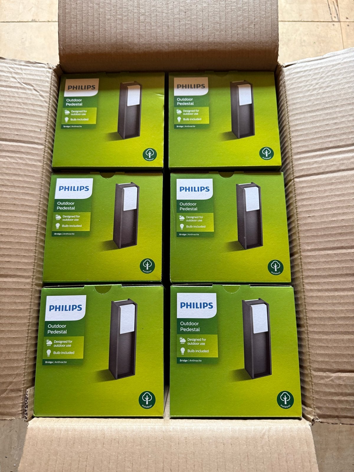 6x Philips Outdoor Pedestral Bridge Antraciet Buitenlamp, Minder dan 50 watt, Staande lamp, Ophalen of Verzenden, Netvoeding