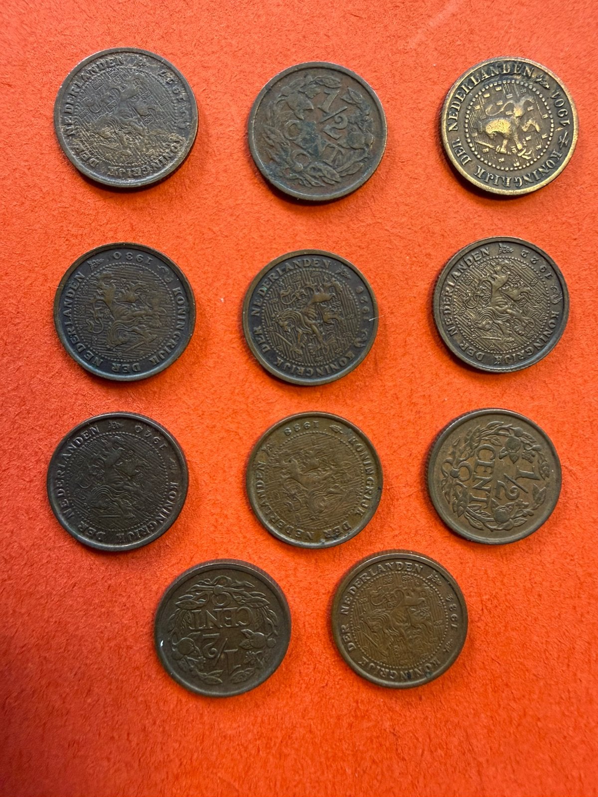 Set 11 Nederlandse (bronzen) halve centen, Ophalen of Verzenden, Koningin Wilhelmina, Overige waardes