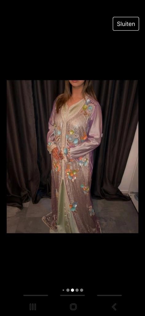 Prachtige Kaftan met Borduurwerk en Pailletten - XXL, Paars, Maat 46/48 (XL) of groter, Ophalen of Verzenden, Onder de knie