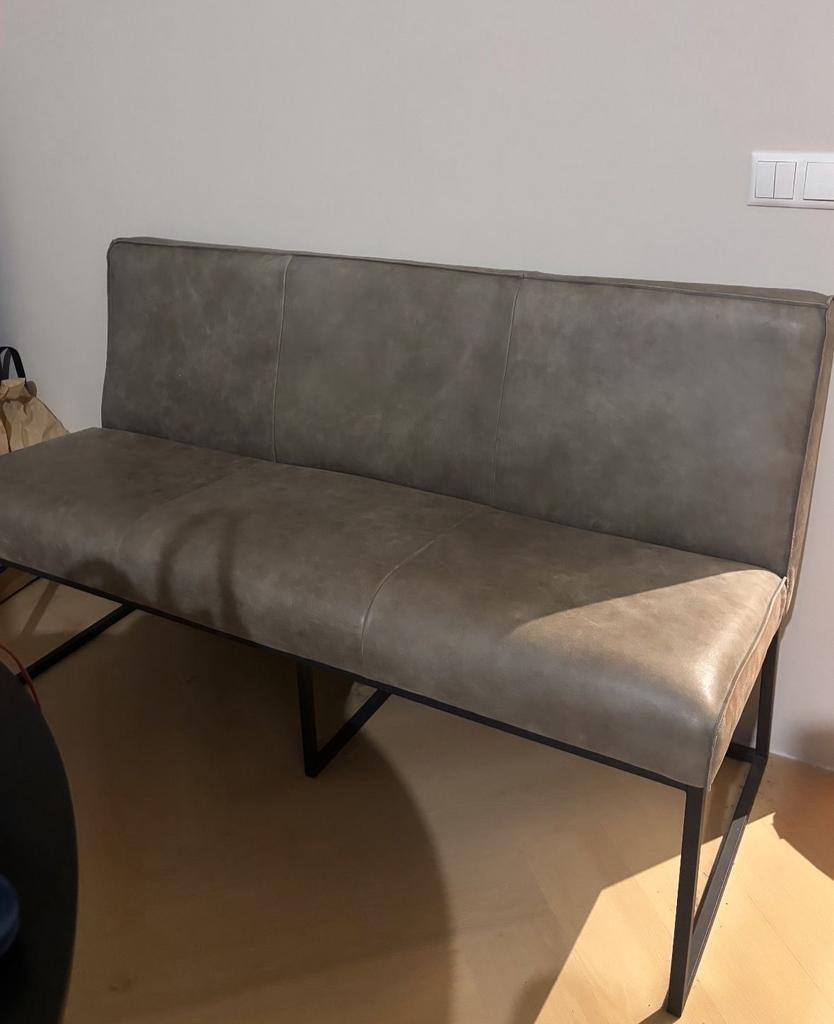 Bankje van buffelleer, Ophalen, Minder dan 75 cm, 150 tot 200 cm, Driepersoons
