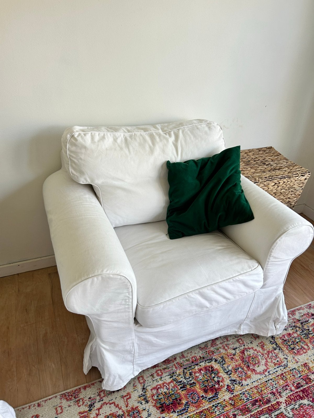 2x IKEA Ektorp fauteuil wit, Huis en Inrichting, Fauteuils, Gebruikt, Stof, 75 tot 100 cm, Ophalen