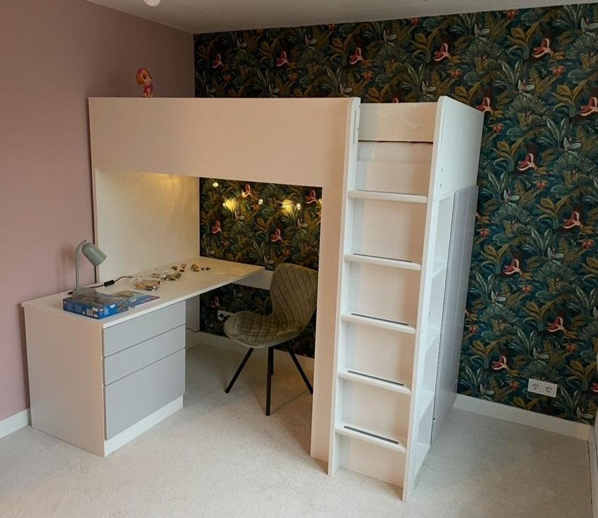 IKEA SMÅSTAD Hoogslaper met bureau en opbergruimte, Ophalen, Gebruikt, Eenpersoons, 200 cm