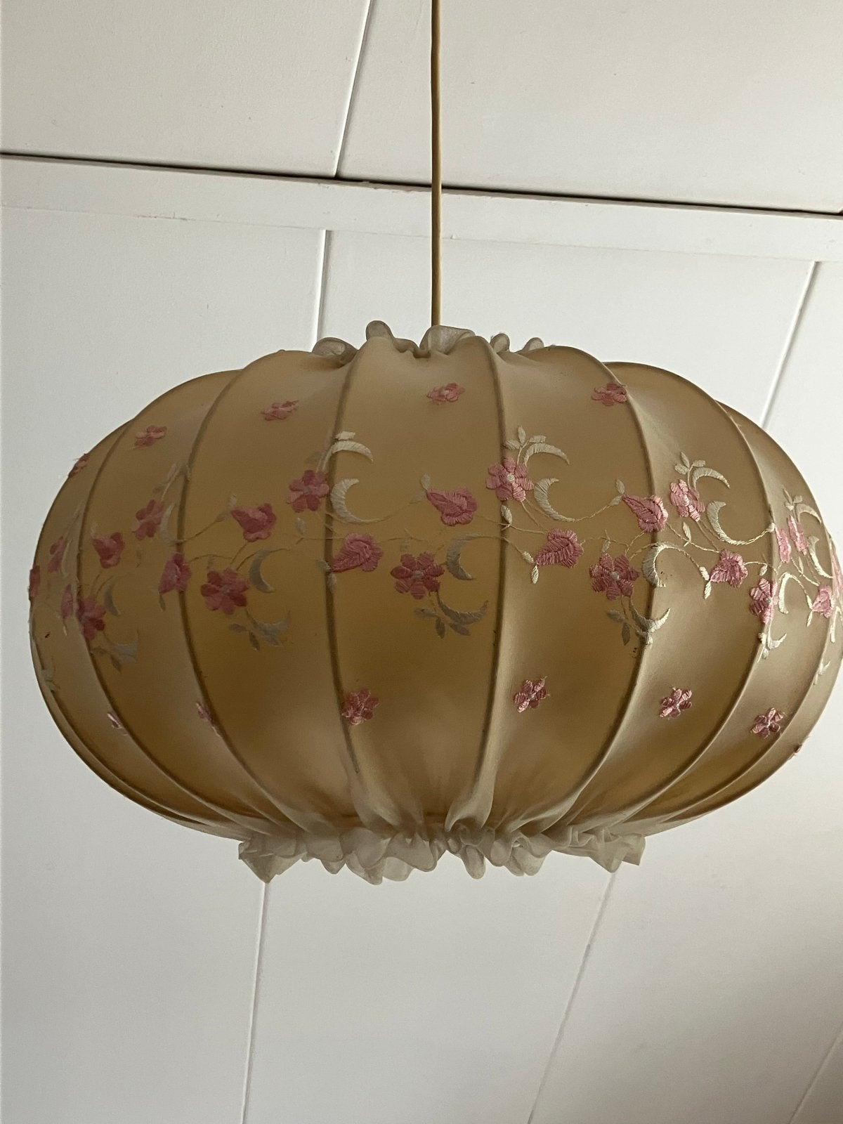 Vintage Plafondlamp met Roze Bloemenborduursel, Ophalen