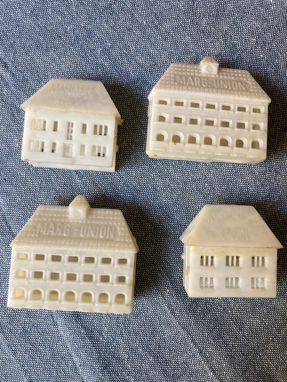 4x Vintage Margarine Union Huisjes - Verzamelobjecten, Verzamelen, Ophalen of Verzenden, Gebruikt