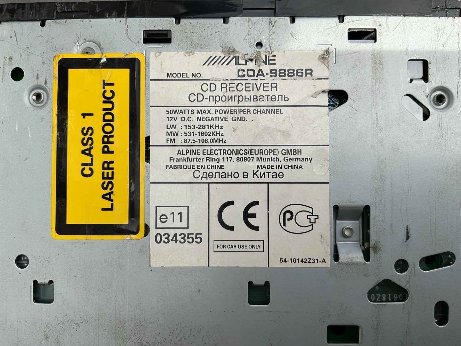 Alpine CDA-9886R CD-ontvanger Autoradio, Auto diversen, Autoradio's, Ophalen of Verzenden, Gebruikt