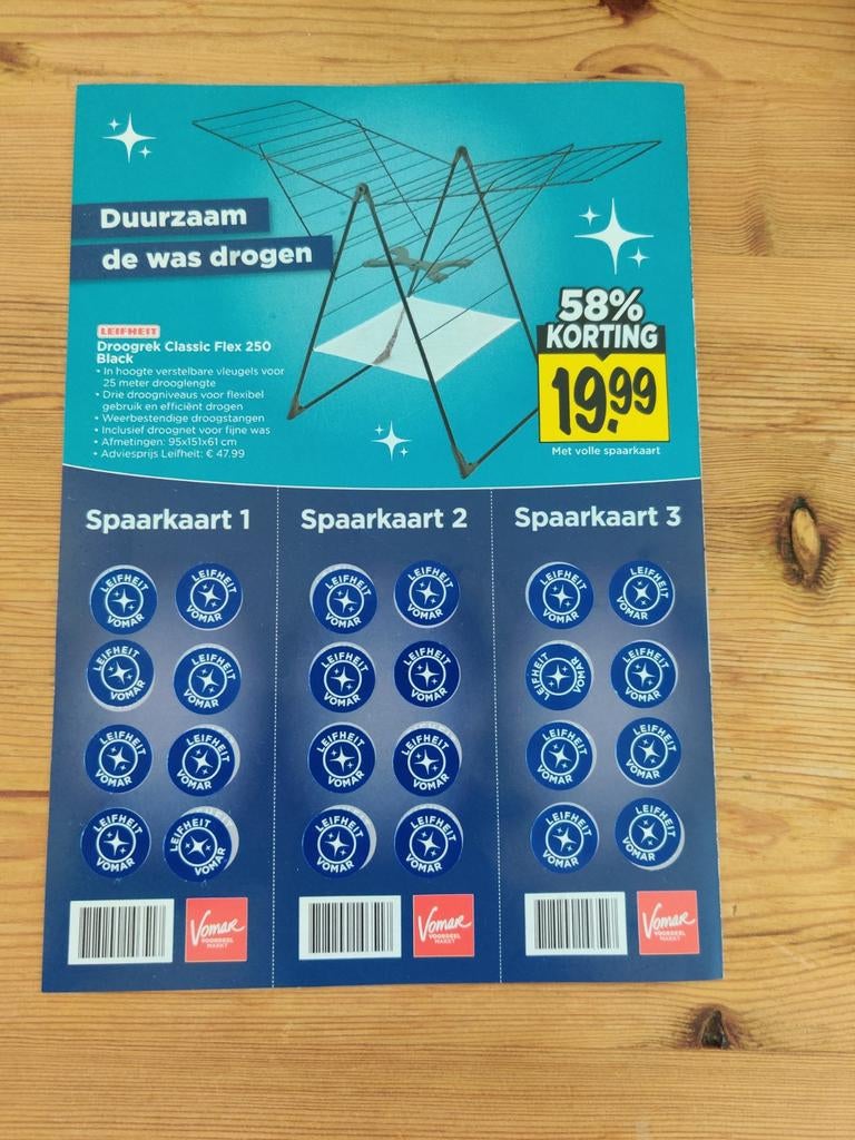Volle spaarkaart voor korting op Leifheit producten, Vomar, Ophalen of Verzenden