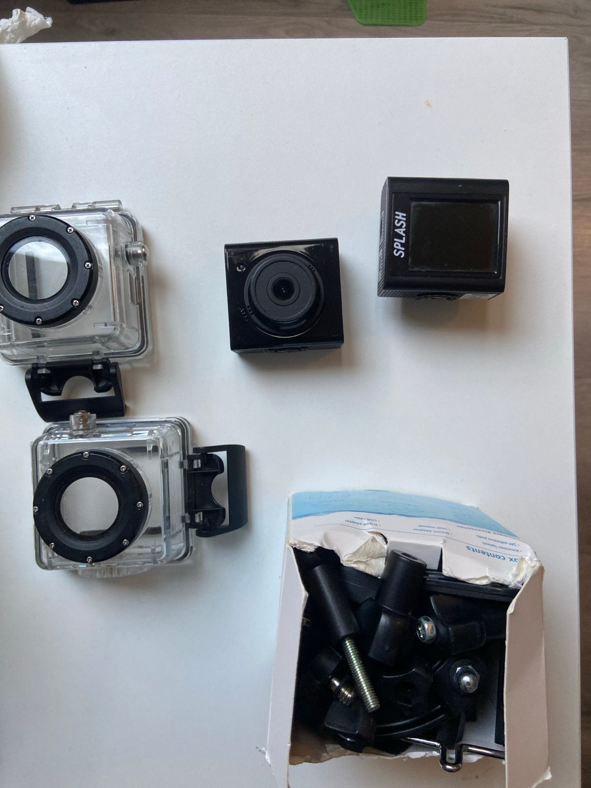 Splash Action Cam 2x met waterdichte behuizing en accessoire, Ophalen of Verzenden, Gebruikt, Overige merken