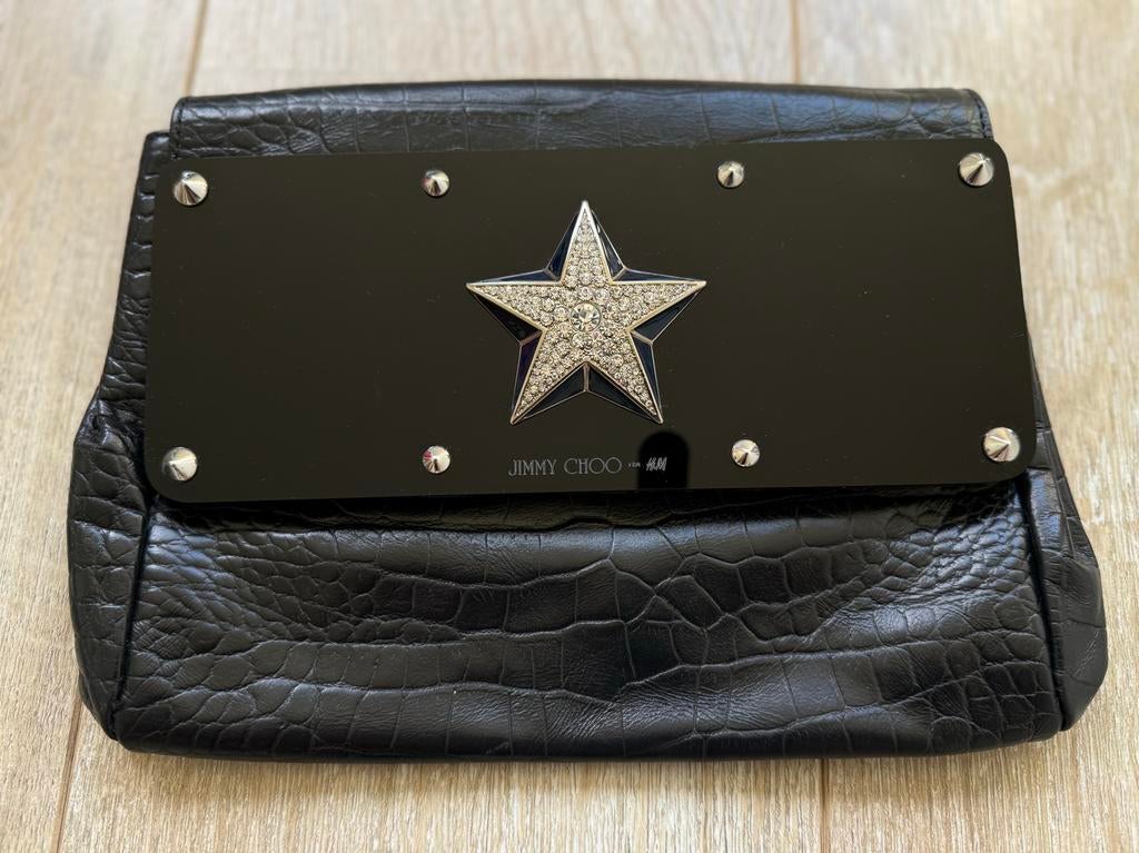 Jimmy Choo x H&M Clutch met Sterdetail, Ophalen of Verzenden, Nieuw, Zwart