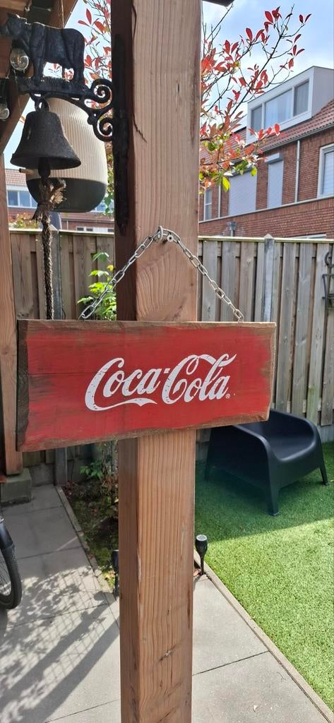 Coca-Cola Reclame Hangbord - Dubbelzijdig 50x20 cm, Ophalen of Verzenden, Gebruikt, Reclamebord