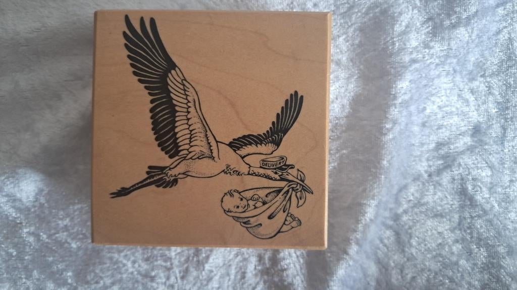 z.g.a.n houten stempel Ooievaar,  PSX, Petulama, Santa Rosa, Ophalen of Verzenden, Zo goed als nieuw, Houten stempel