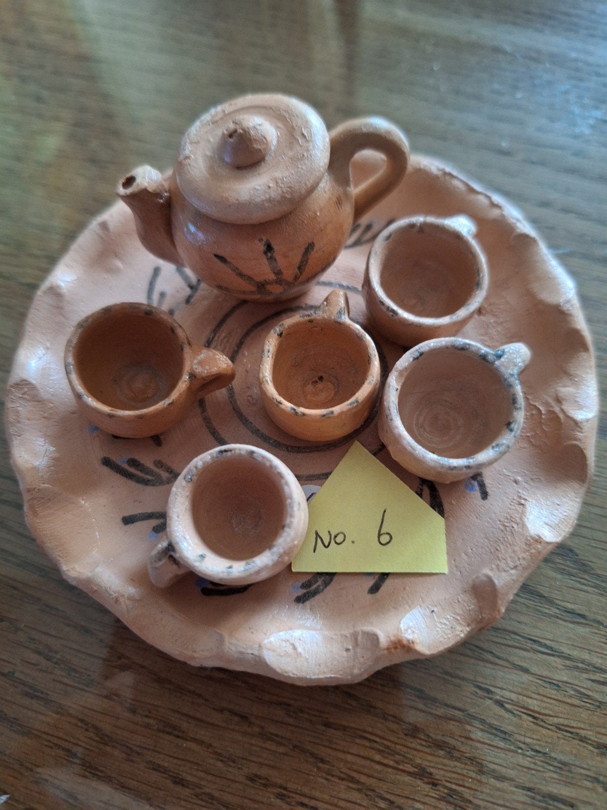 Miniatuur theeserviesje van klei - Handgemaakt, Ophalen of Verzenden