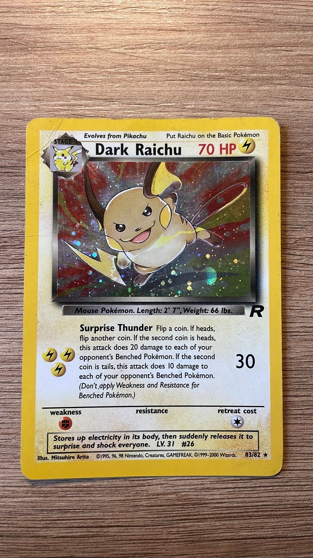 Pokémon Dark Raichu 83/82 | Team Rocket, Ophalen of Verzenden, Zo goed als nieuw