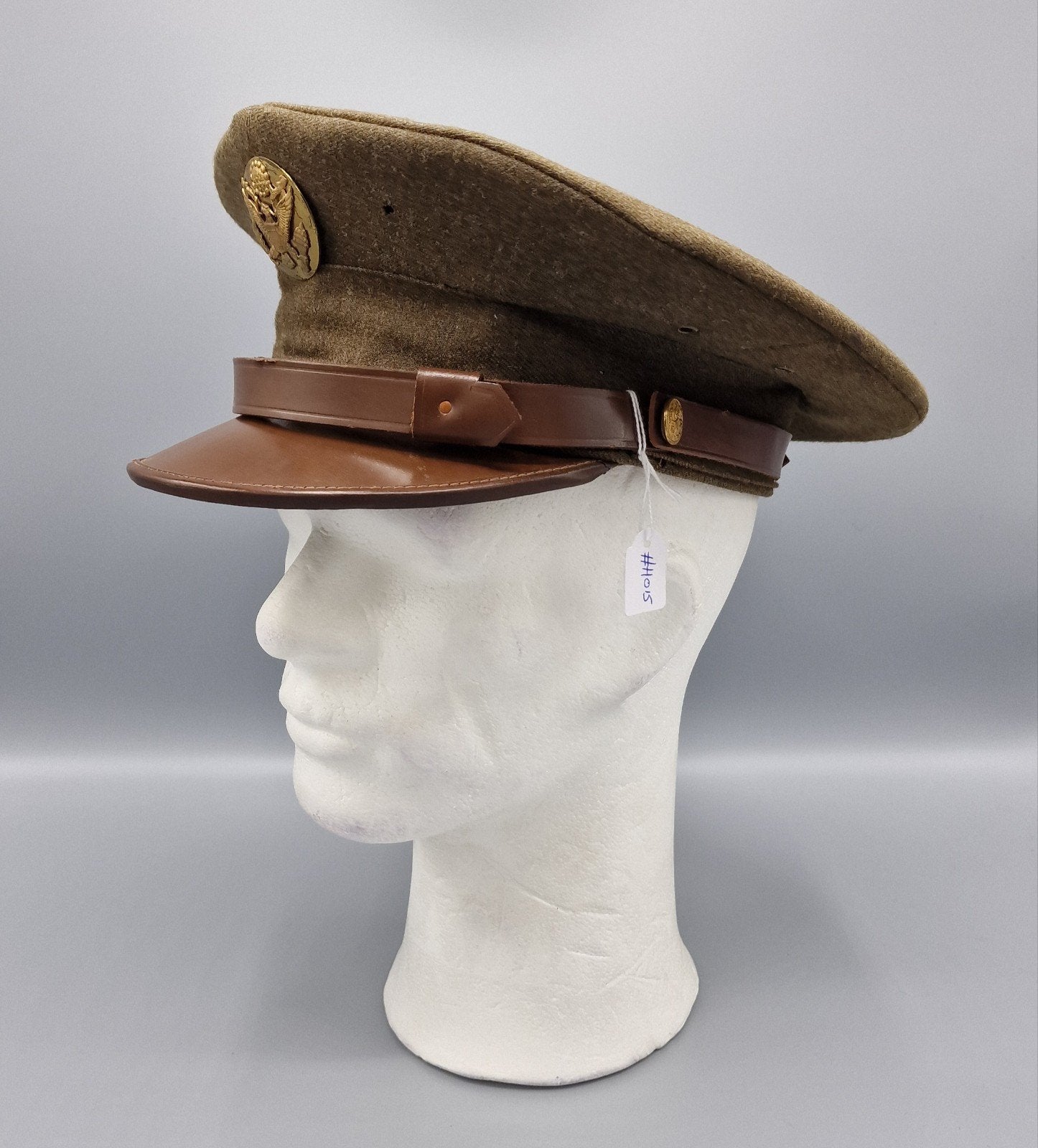US WWII ID'ed Enlisted Men's Visor Cap, size 7 ⅛, Ophalen of Verzenden, Landmacht, Amerika, Helm of Baret