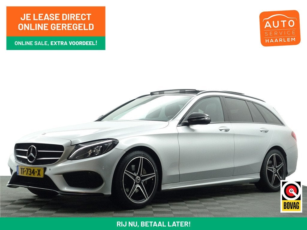 Mercedes-Benz C-Klasse Estate 180 AMG Night Edition Aut- Pan, Auto's, Mercedes-Benz, Automaat, Achterwielaandrijving, Met garantie (alle)