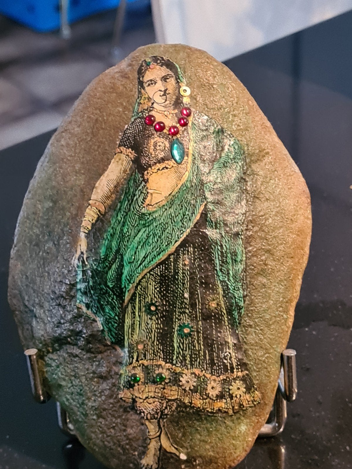 Decoratieve steen met Indiase dame, Ophalen of Verzenden