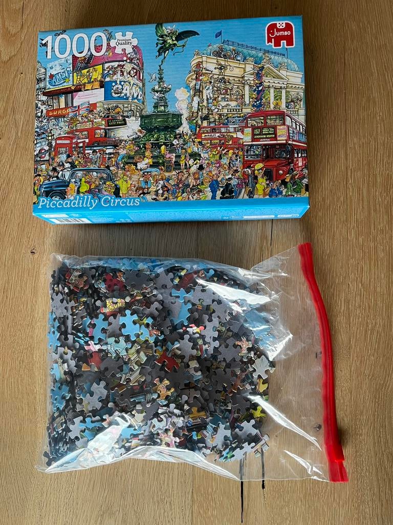 Jumbo 1000 stukjes puzzel. Piccadilly circus Londen., Ophalen of Verzenden, 500 t/m 1500 stukjes, Zo goed als nieuw, Legpuzzel