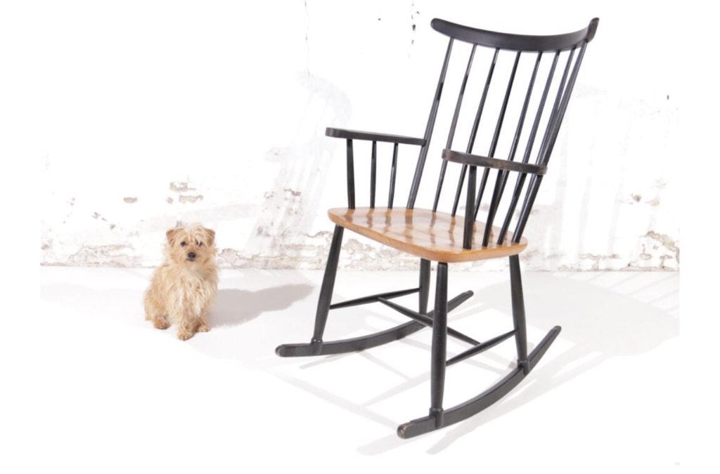 Rocking Chair Ilmari Tapiovaara Model Fanett 1960s, Ophalen, Gebruikt, 100 tot 125 cm, Mid-Century Scandinavisch