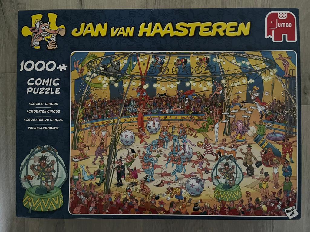 Acrobaten Circus - Jan van Haasteren puzzel 1000 stukjes, Ophalen of Verzenden, 500 t/m 1500 stukjes, Zo goed als nieuw