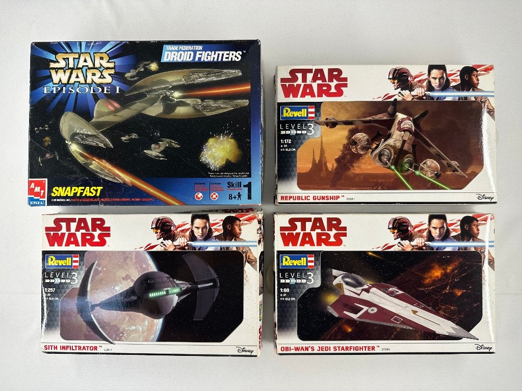 Star Wars Model Kits 4 stuks diversen - Nieuw, 1:72 tot 1:144, Revell, Onbekend, Ophalen of Verzenden