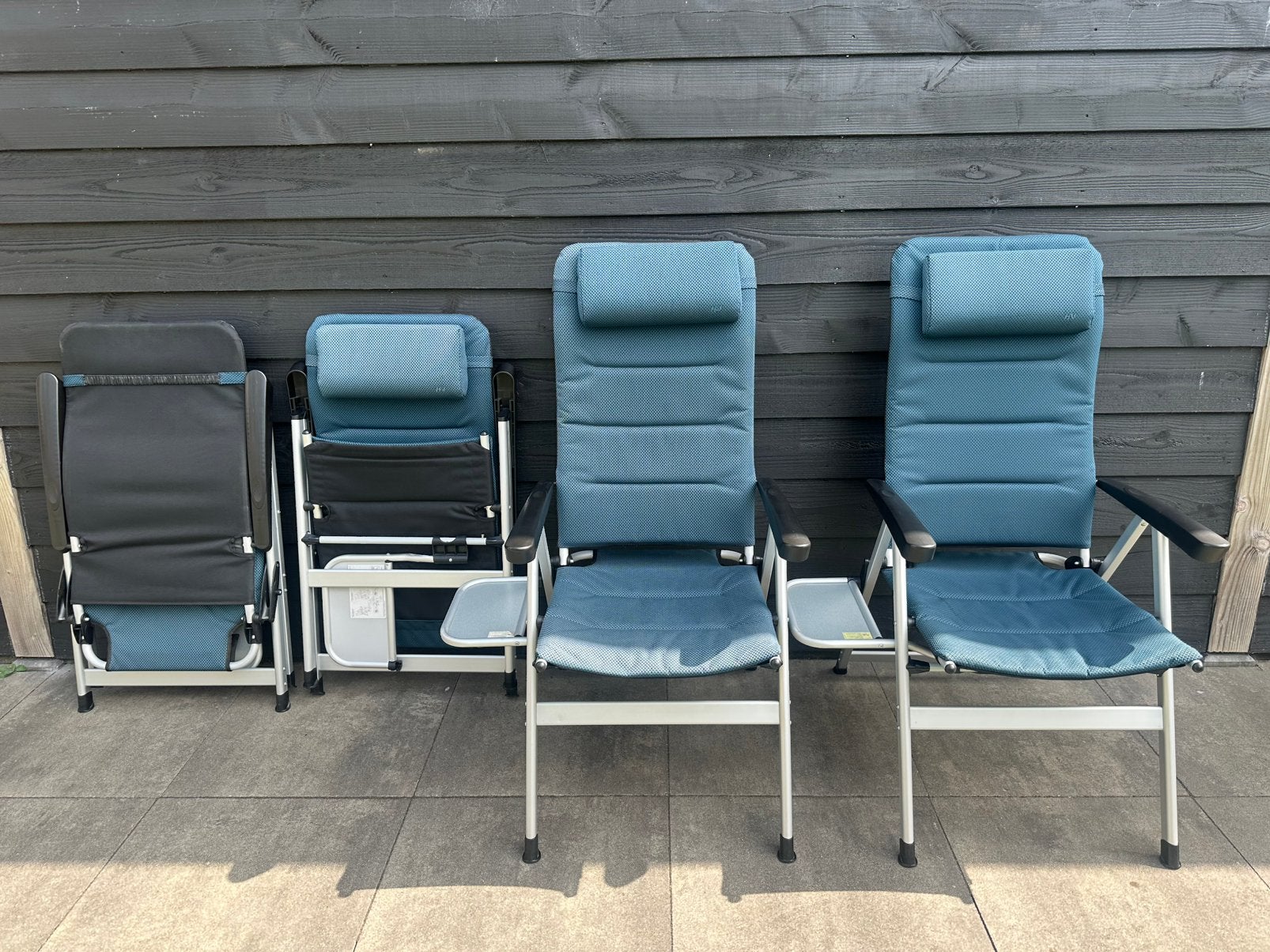 Set 4 st HN CAMPINGSTOEL LUXE+ tafel Blauw, Ophalen, Gebruikt, Campingstoel