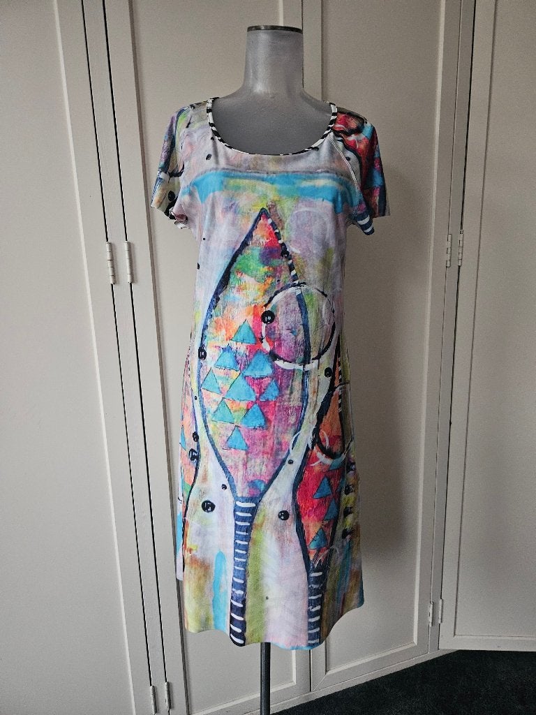 Lizzy & Coco reversible jurk maat M(38) zgan, Kleding | Dames, Maat 38/40 (M), Meerkleurig, Ophalen of Verzenden, Boven de knie