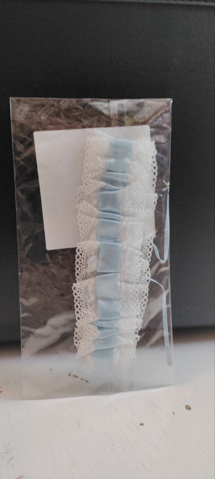 Kanten Kousenband met Blauw Lint - Nieuw, Kleding | Dames, Trouwkleding en Trouwaccessoires, Ophalen of Verzenden, Nieuw, Wit