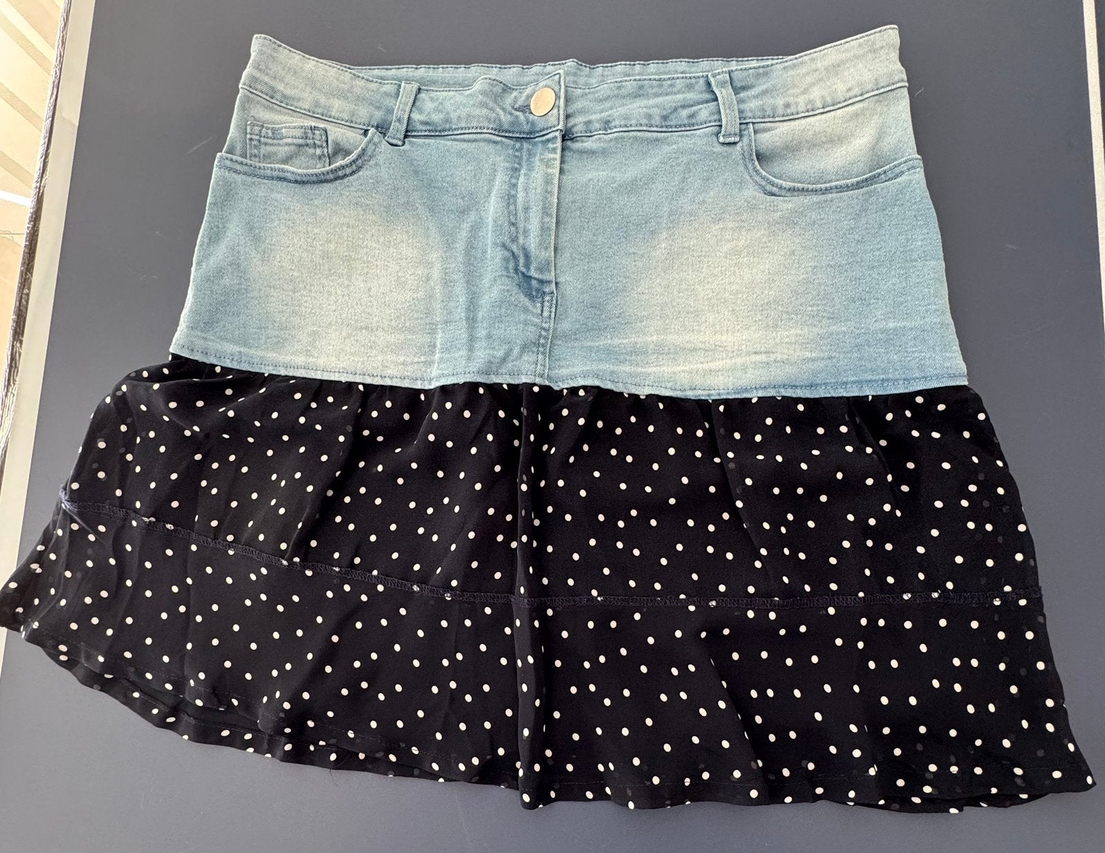 Nieuw spijkerrok met ruches 44 janina heupmodel, Kleding | Dames, Blauw, Maat 42/44 (L), Ophalen of Verzenden, Zo goed als nieuw