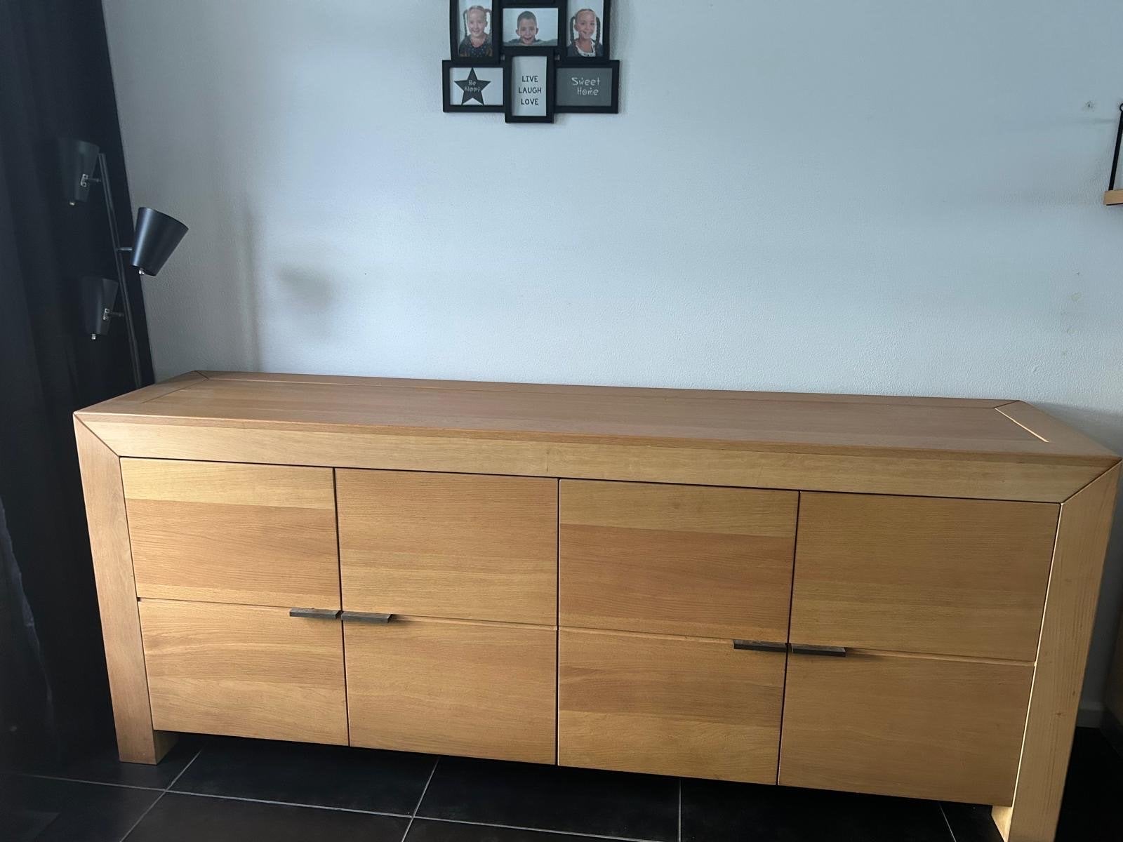 Eikenhouten dressoir en tv-meubel set, Ophalen, Gebruikt, Eikenhout, 200 cm of meer