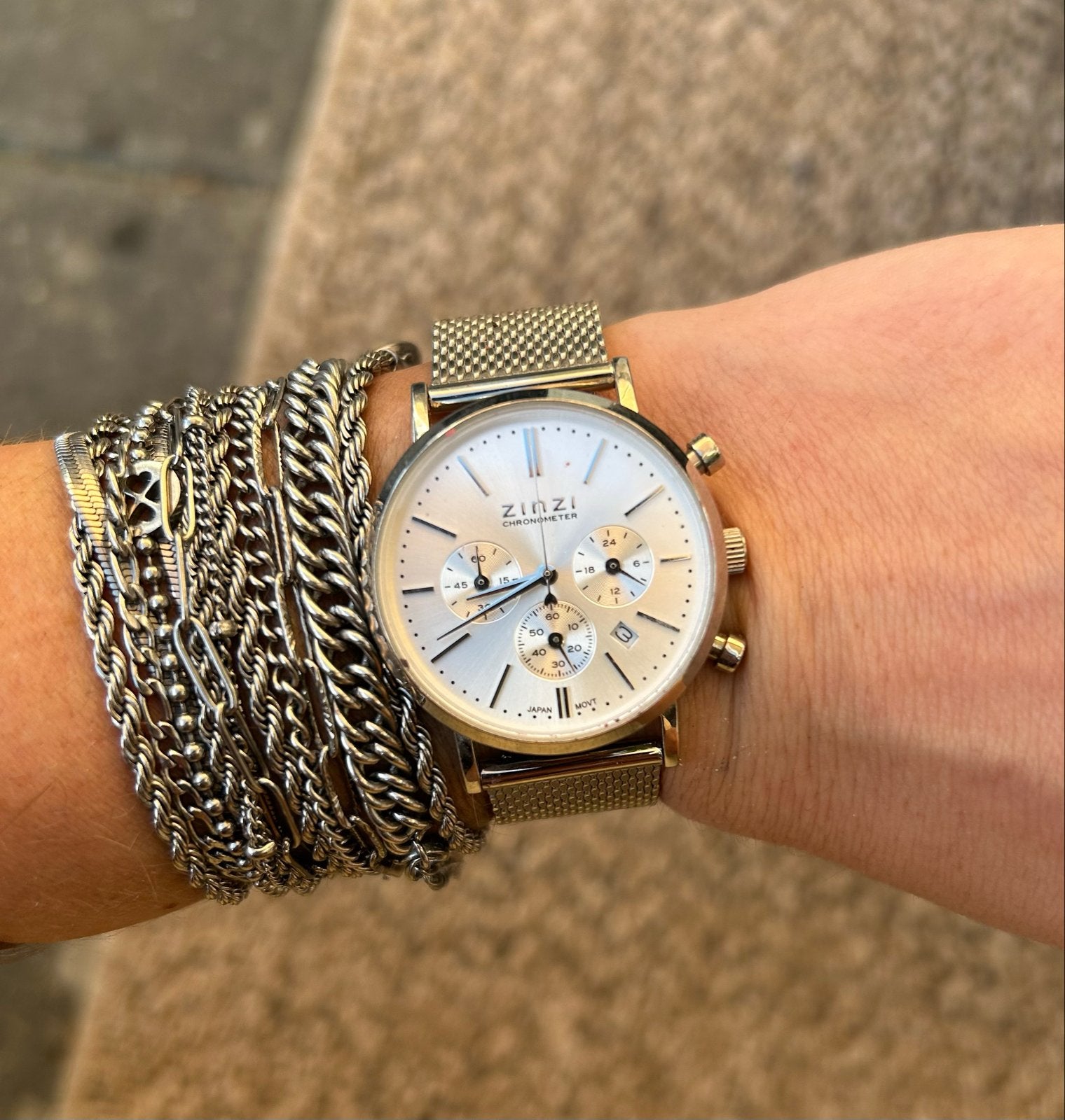Zinzi Chronometer Horloge met Stalen Band, Overige merken, Staal, Polshorloge, Ophalen of Verzenden
