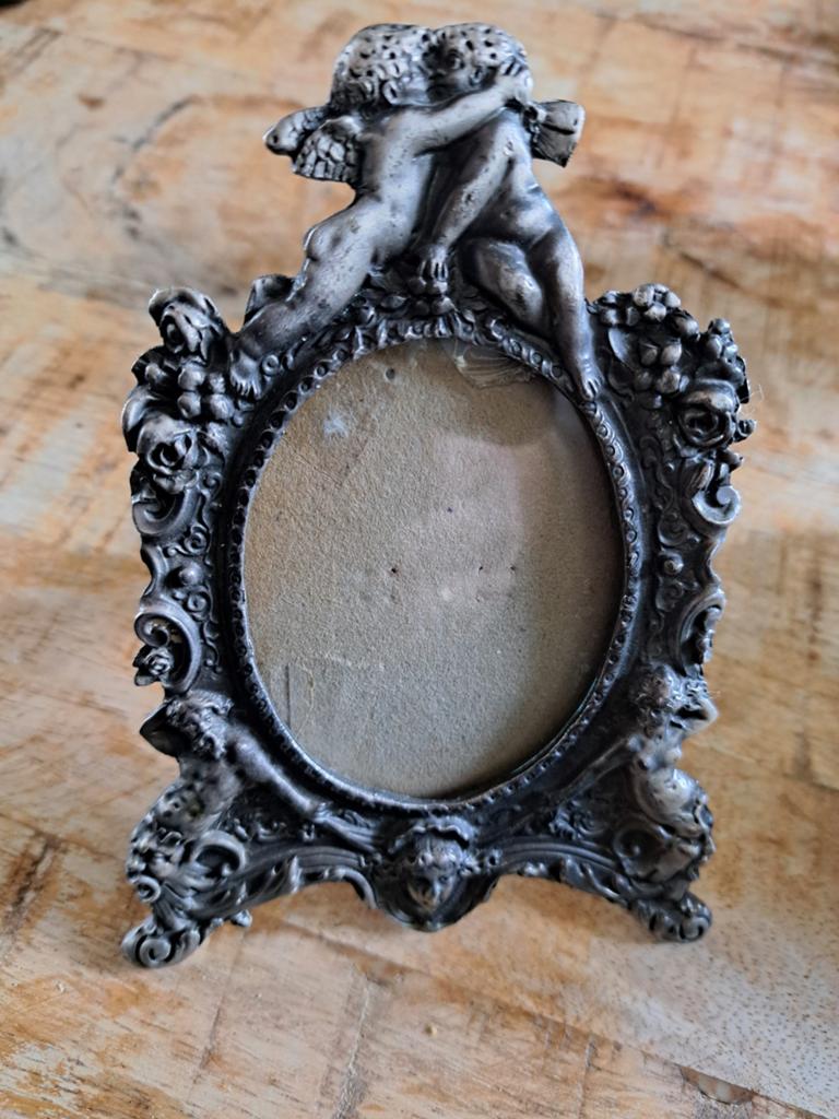Antiek frans tinnen fotolijstje, Antiek en Kunst, Antiek | Tin, Ophalen of Verzenden