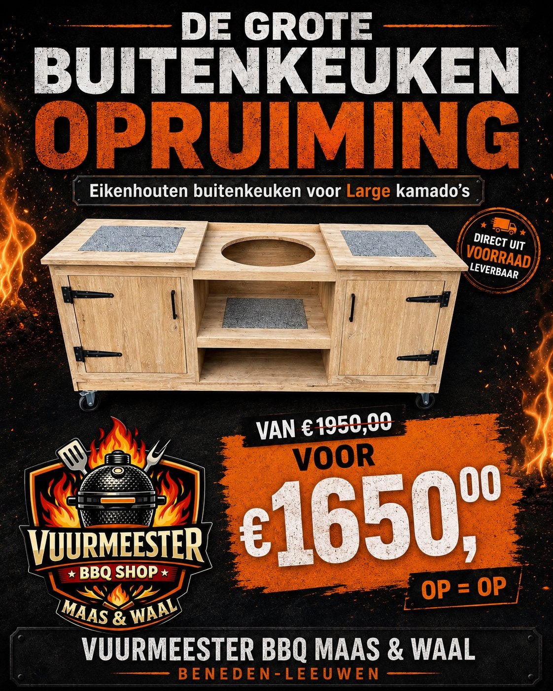 Mooie grote verrijdbare eikenhouten buitenkeuken, Ophalen