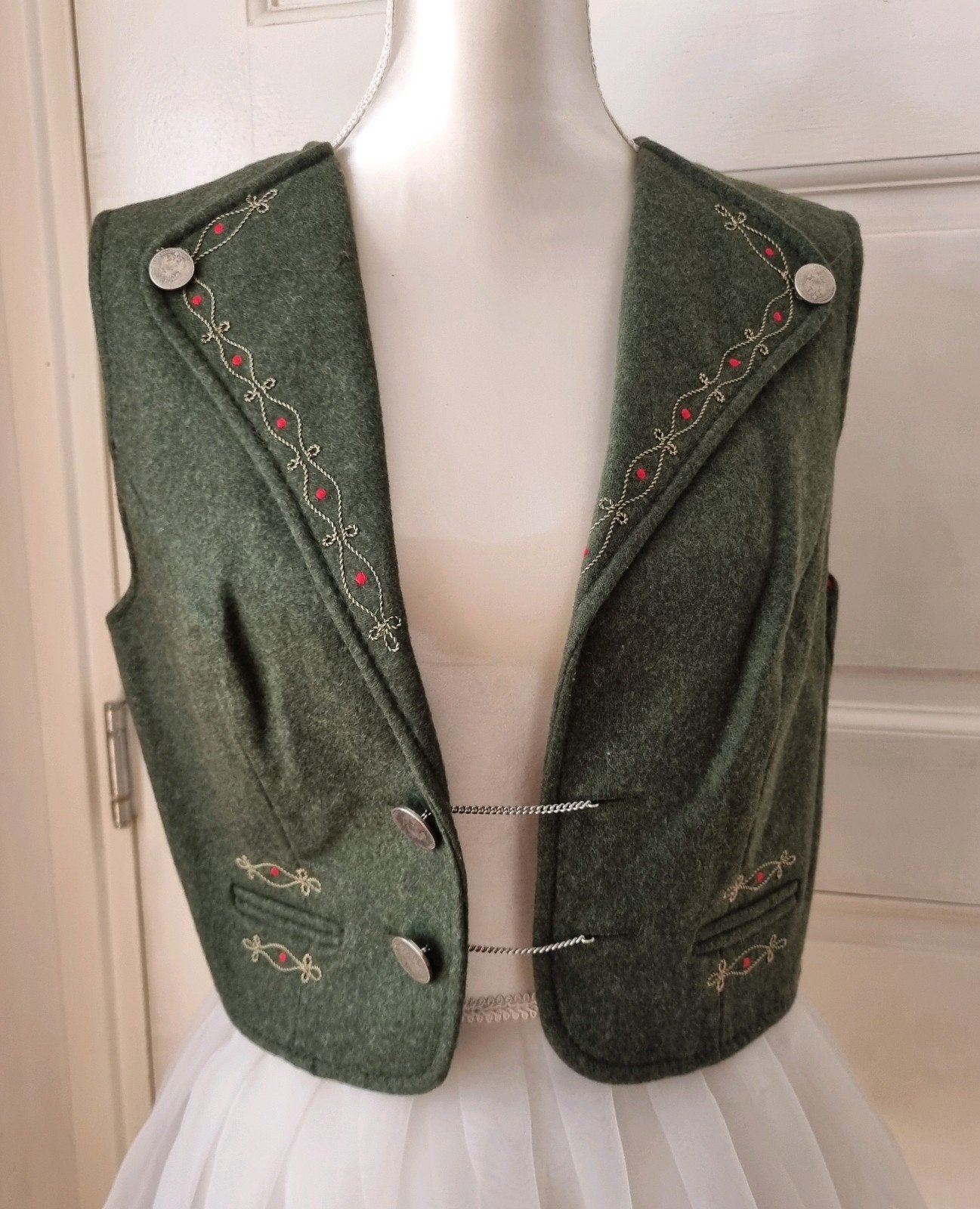 Mooi origineel Trachten gilet vest Oktoberfest mt 42, Maat 42/44 (L), Ophalen of Verzenden, Gedragen, Groen