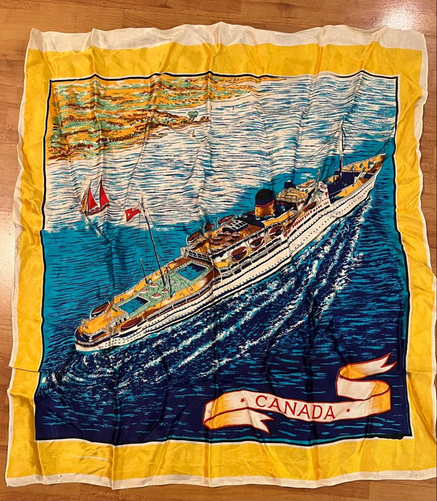Vintage Canada Cruise Schip Zijden Sjaal 50/60, Verzamelen, Ophalen of Verzenden