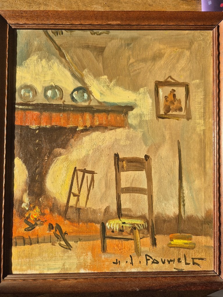 Henri Joseph Pauwels Vlaams impressionistisch interieur, Ophalen of Verzenden