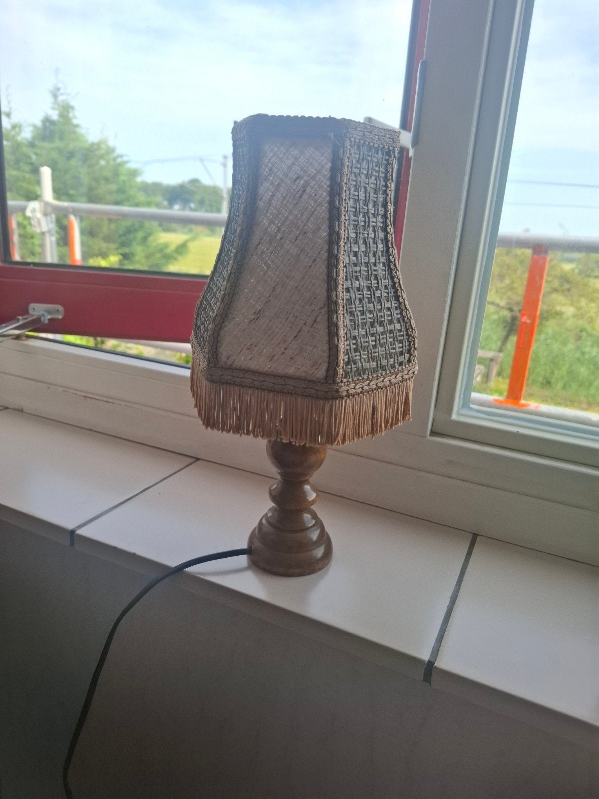2x vintage nachtlampje / tafellamp met franjes – retro stijl, Ophalen, Vintage