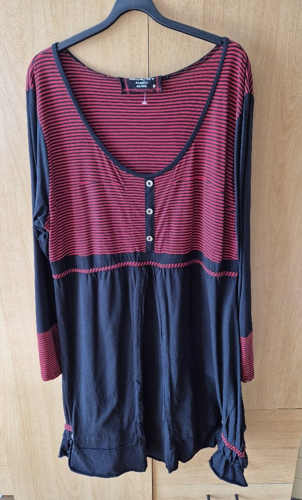 Ultimate Mik's tricot jurk rood/zwart - Mt XXXL=50, Ophalen of Verzenden, Zo goed als nieuw, Ultimate Mik's, Jurk