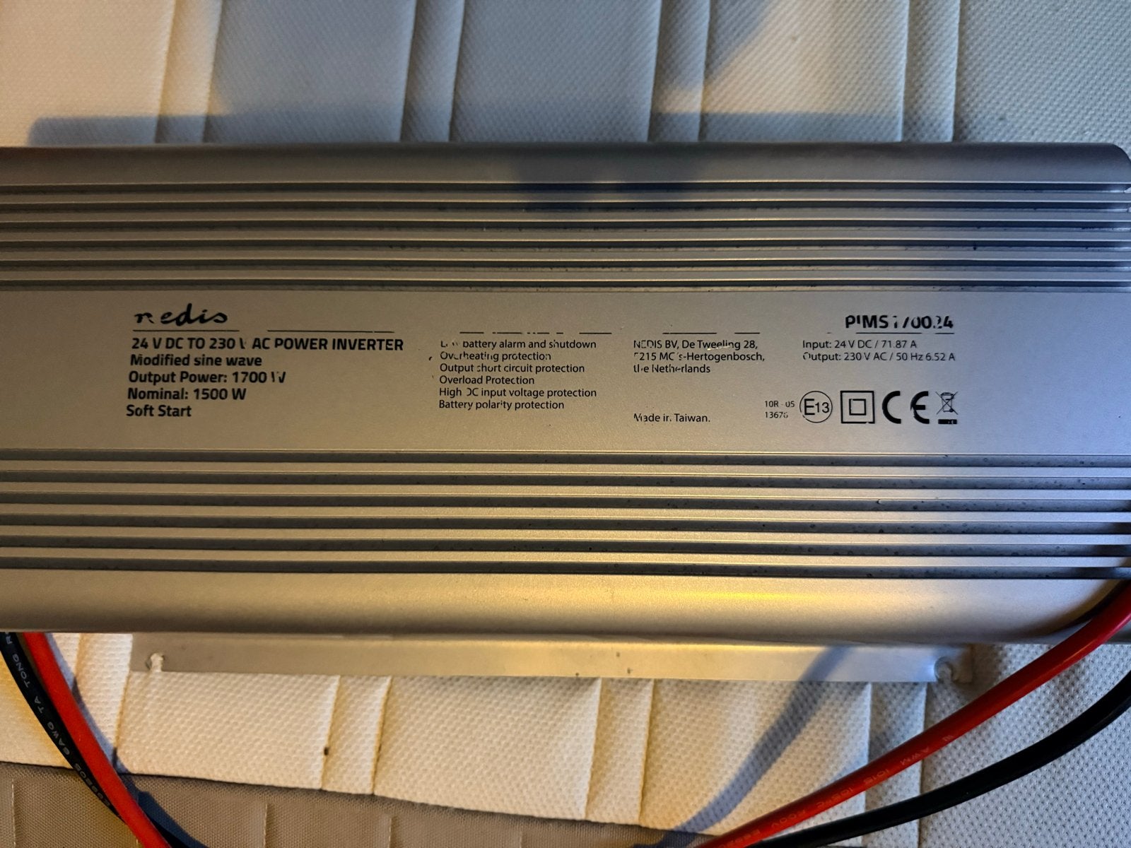 Nedis Omvormer 24V naar 230V 1700W Modified Sinus, Ophalen