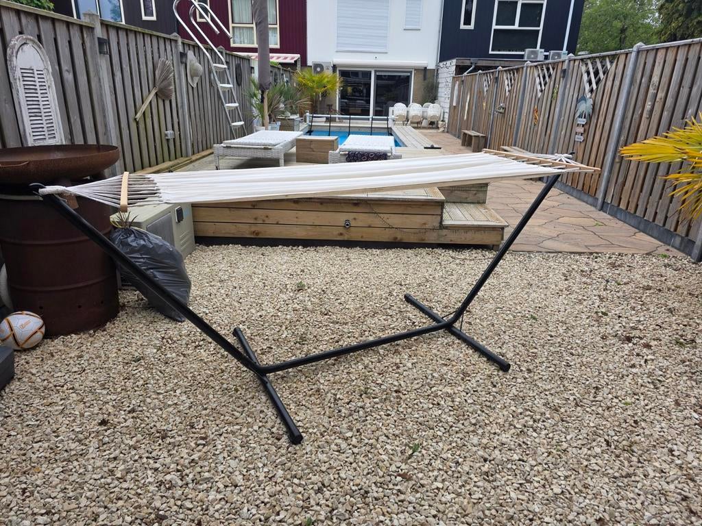 Hangmat met standaard - Zo goed als nieuw, Tuin en Terras, Hangmatten, Ophalen, Zo goed als nieuw, Met standaard, Eenpersoons