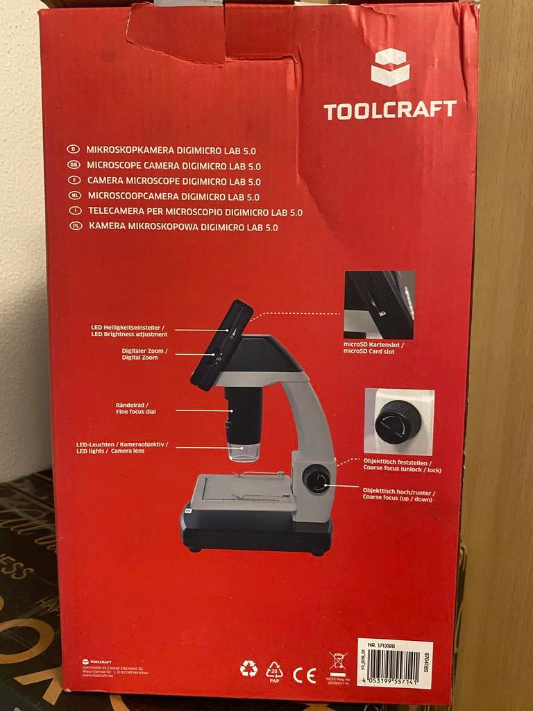 Toolcraft Digimicro Lab 5.0 Microscoopcamera, Ophalen of Verzenden, Nieuw, Minder dan 400x, Biologische microscoop